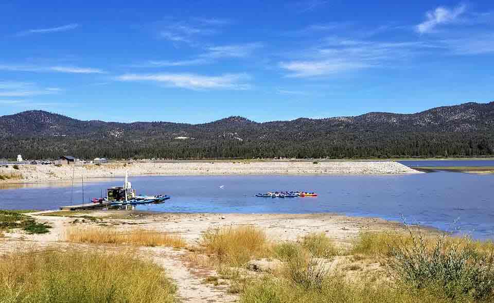 Kayaking a very dry Big Bear Lake